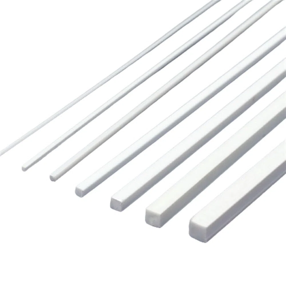10 Stück weiße Vollstäbe, 1 x 1 mm – 10 x 10 mm quadratische ABS-Kunststoffstäbe, Länge 250 mm ABS-DIY-Material for Modellteilzubehör(10x10mm)