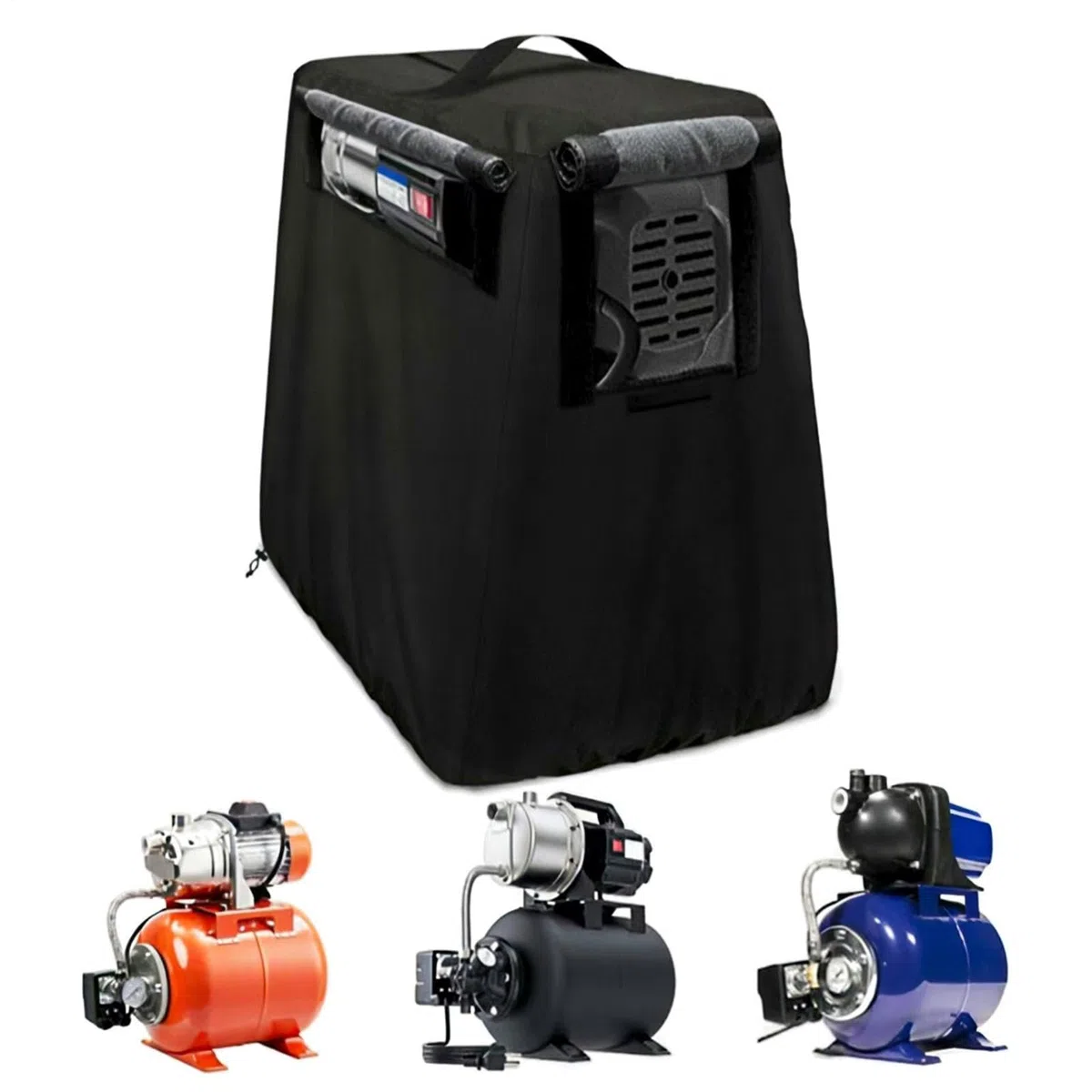 Brunnenpumpenabdeckung, wetterfester Schutz für Maschinen mit isolierter Schicht, Oxford-Material mit robuster Befestigung, Sonnenschutz, Outdoor-Nutzkoffer, 73 x 48 cm, Dunkelgrau