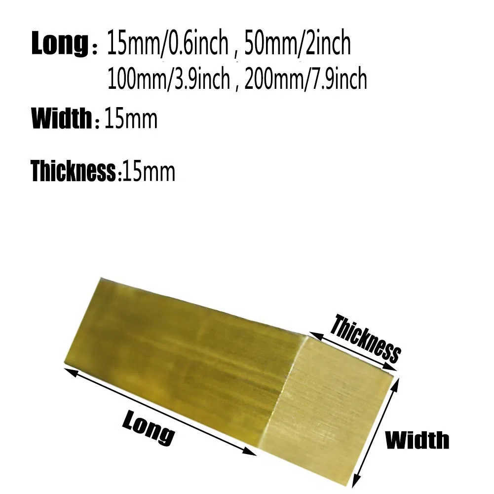 Messing Metallplatte H62 Messingblock Flache Kupfer Rechteckige Stangenbreite 15Mm Dicke 15Mm Länge,50mm