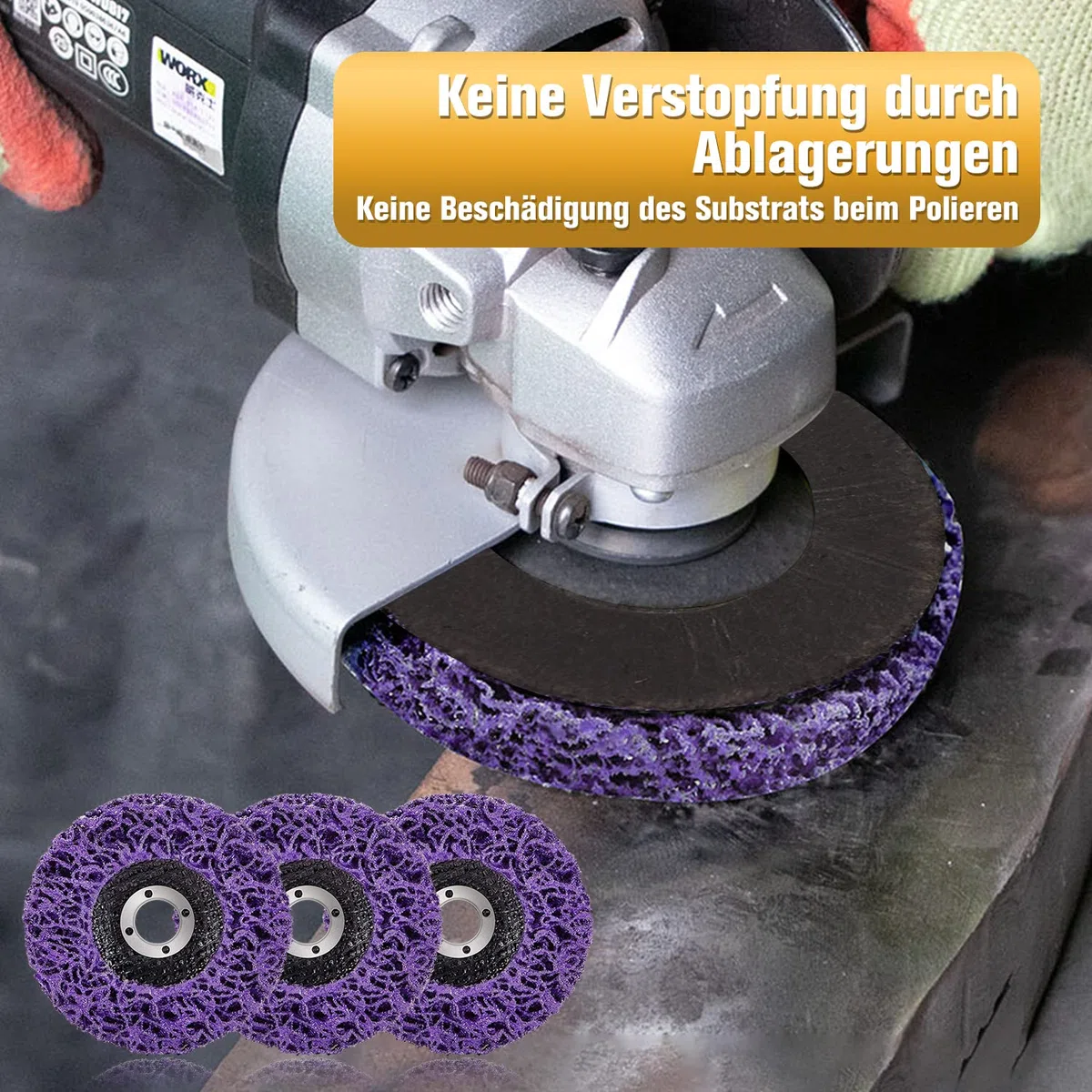 LAIWOO CSD Scheibe Schleifscheibe, Lila Reinigungsscheibe Set, Grobreinigungsscheibe Nylongewebescheibe Lackentfernung Rost für Winkelschleifer (5 Stücke - 125 * 22mm)