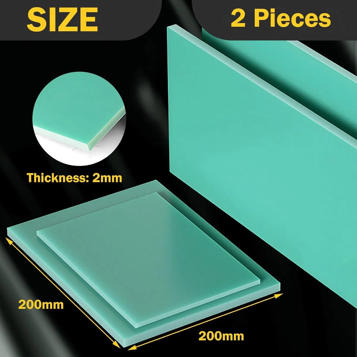 2 Stück FR4 Glasfaserplatten 3024 Epoxidharzplatten Faserisolierplatte for elektrische Isolierung DIY Prototyping Reparatur G10 Panel(200 * 200 * 2mm)