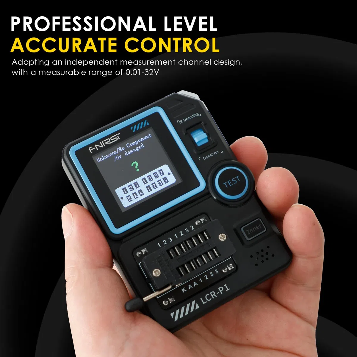 LCR-P1 Transistor Tester Ultra Genau 1,44" Farbbildschirm USB Typ-C Messbaren Bereich von 0,01–32 V Transistor Multifunktionstester 1 Klick Identifizieren LCR Messgerät ESR Unterstützt NRC