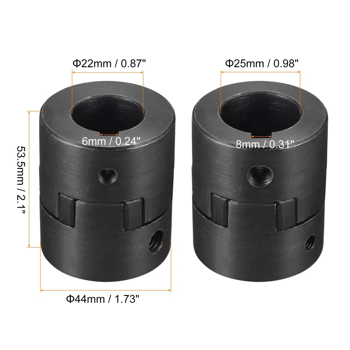 sourcing map Flexible Kupplungswelle 22 mm bis 25 mm Flexible Kupplung 51 mm L x 44 mm OD Motorkupplungsgelenk