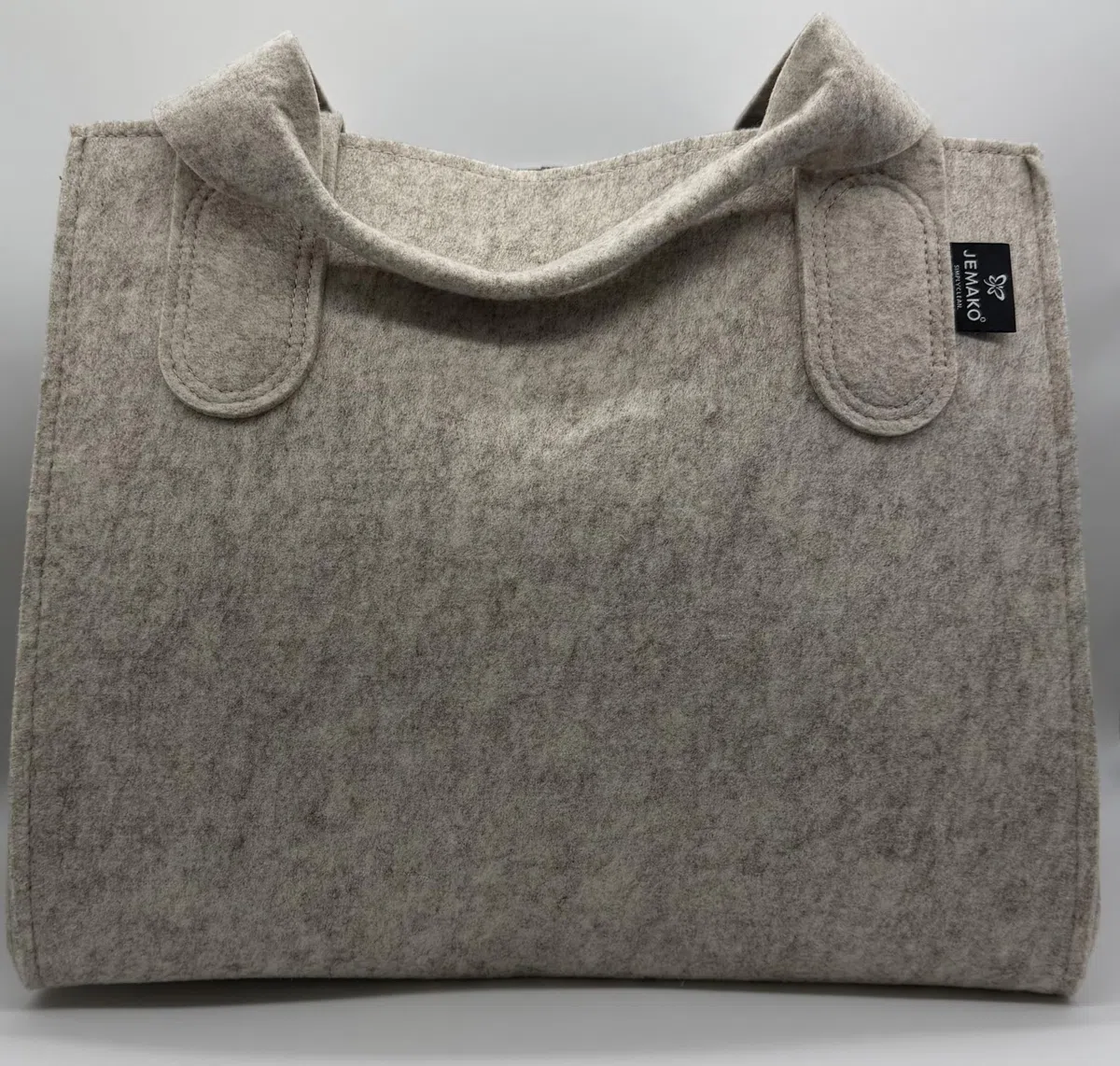Jemako Filztasche natur mit Abdeckung in oliv Gr. L - 40x32x28cm