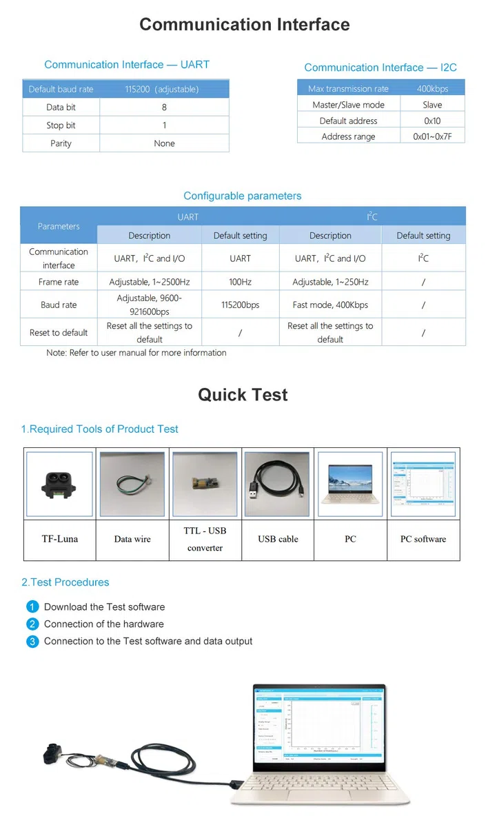 SmartFly Info TF-Luna Lidar-Sensor 0,1–8 m Kurzstreckenentfernung, Einpunkt-Rangefinder-Modul, UART/I2C, kompatibel mit Pixhawk, Arduino und Raspberry Pi für Drohne/Roboter Hindernisvermeidung