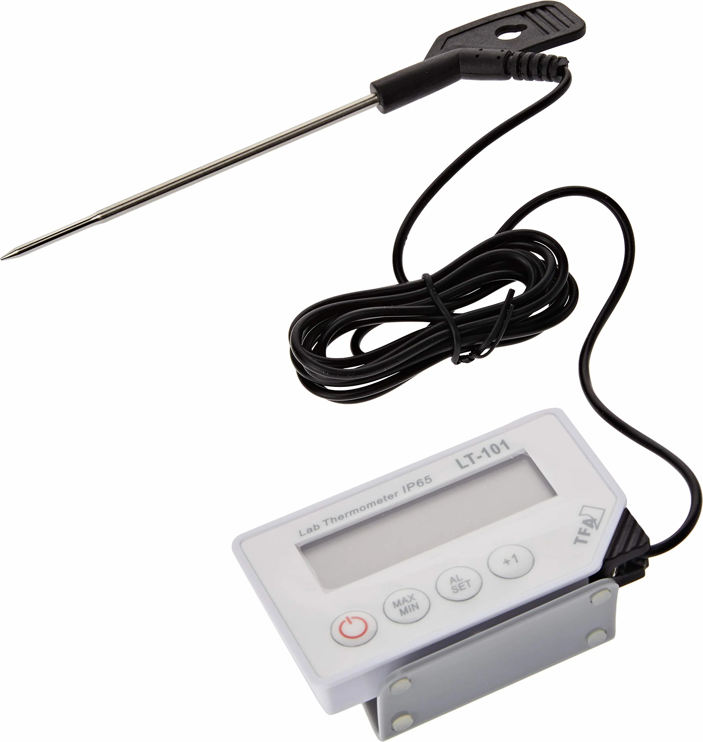 TFA Dostmann LT-101 Profi-Digitalthermometer, mit EinstichFühler, optische und akustischer Alarm, abwaschbar, ideal für den Profi-Einsatz, L 87 x B 17 (29) x H 52 (57) mm