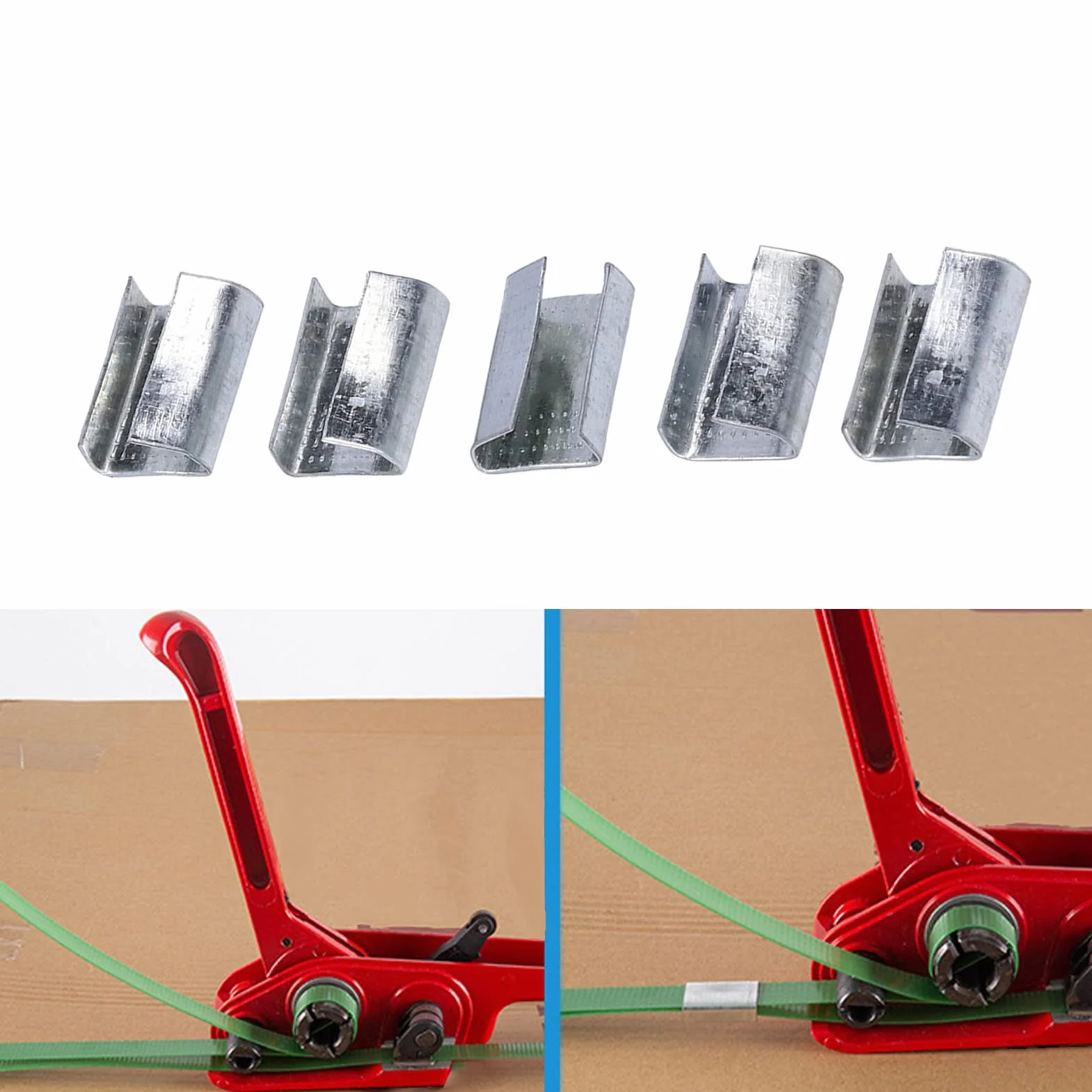 16 Mm Kunststoff-Haustierband, Verpackungsband, Offene Gezahnte Dichtungen, Banding-Umreifungsclips, Kunststoff-Poly-Umreifungsband, Metallschnalle, Packung mit ca. 200 Stück für