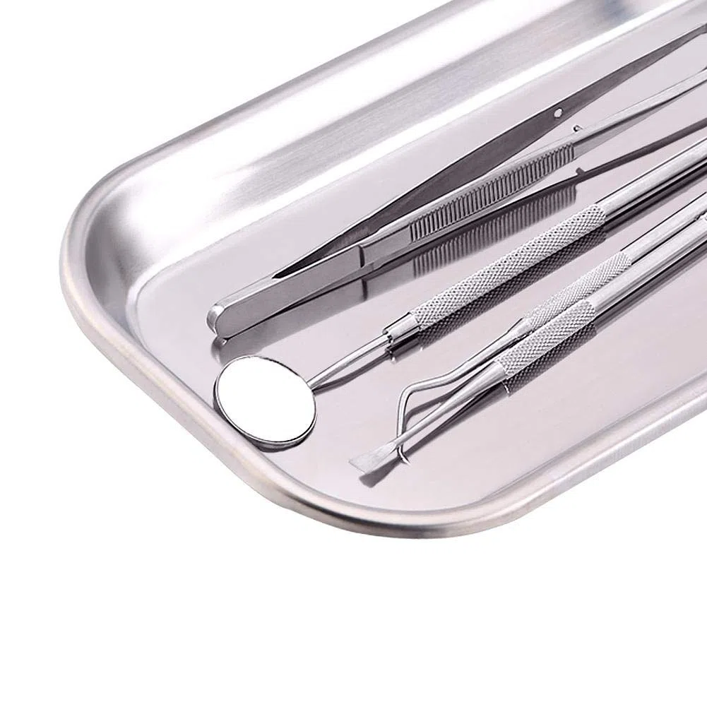 Keenso Edelstahl Instrumententablett, 1 Stück, 22,5cm * 11,5cm * 2cm, Medizinische Instrumentenablage, Dentalwerkzeug, Laborschalen, Silber, Minimalist, Professionell