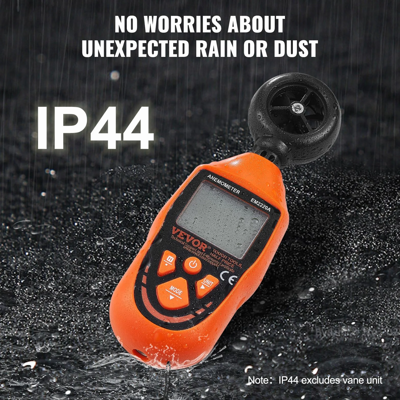 VEVOR Anemometer 69,35MPH Luftgeschwindigkeitsmesser 163x54x32mm Windmesser IP44 Windmessgerät Windstärkemesser MAX/MIN/AVG/CU-Windgeschwindigkeitsdaten -10-45℃ Luftmesser Geschwindigkeitsmessgerät