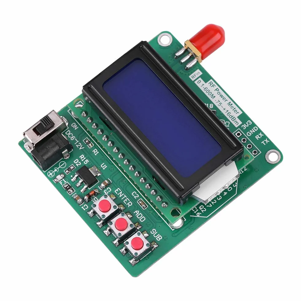Naroote HF-Leistungsmesser, LCD, Digital, -75 Bis +16 DBm, 1–600 MHz, Frequenzdämpfungswert für Elektronik-Enthusiasten