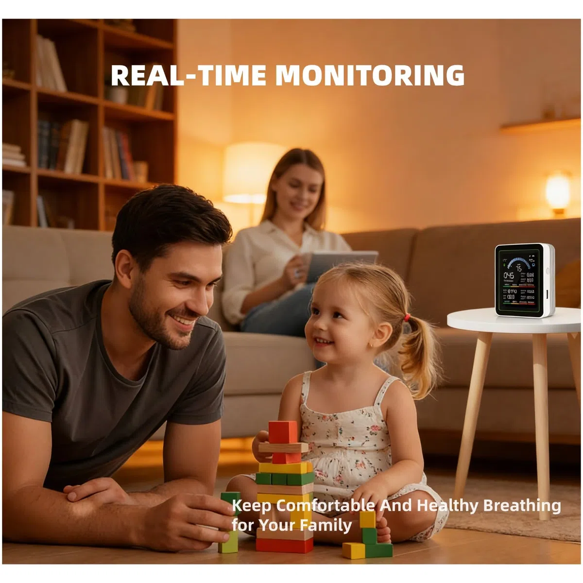 Cuifati 6 in 1 Professioneller Innenluftqualitätsmonitor Tragbarer CO2-Monitor für den Innenbereich |HCHO |CO-Monitor |TVOC |PM2,5 |PM10 |- Monitor für Saubere Luft in Geschlossenen