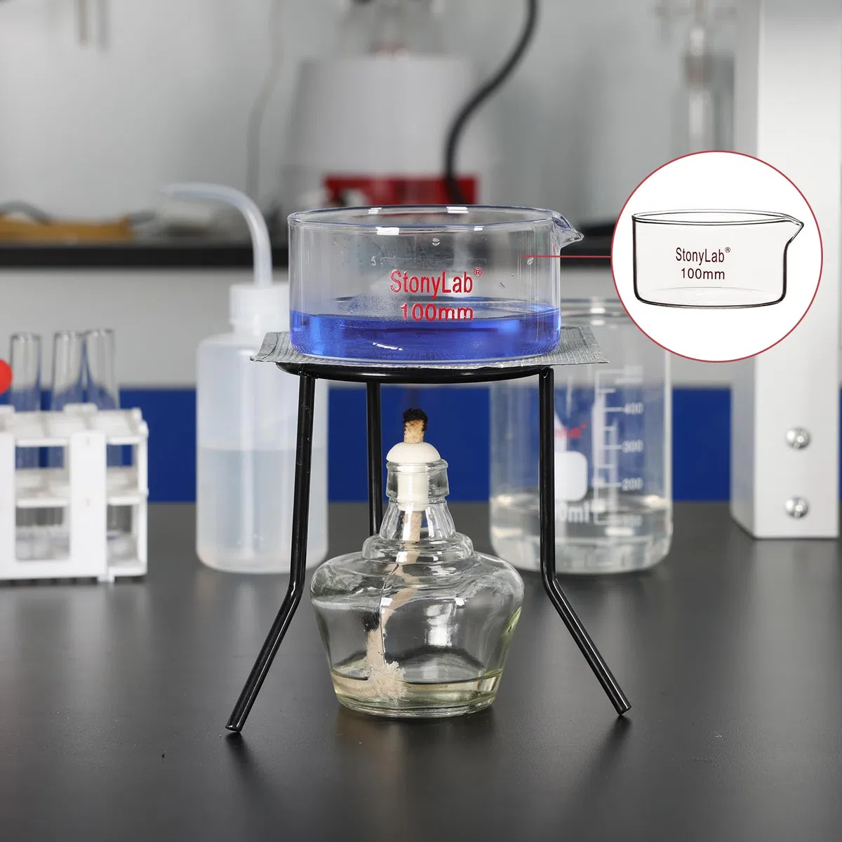 stonylab Petrischalen mit Ausguss und Hochleistungsrand, wiederverwendbare Borosilikatglas Laborschalen für Kristallisation und Verdampfung - 300 ml Fassungsvermögen Außendurchmesser 100 mm