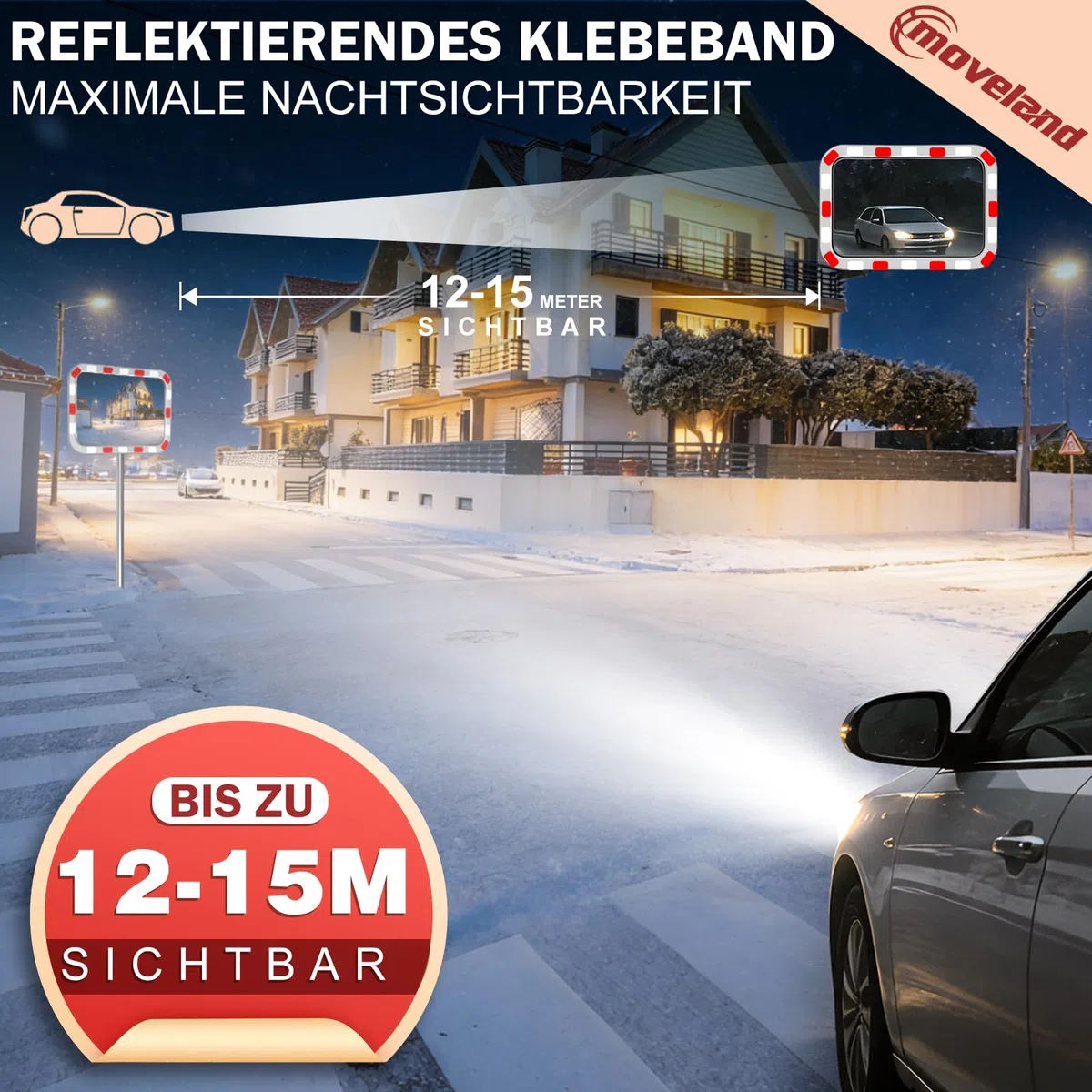 moveland Verkehrsspiegel Rechteckig 40x60 cm – Professioneller Acryl-straßenspiegel mit Verstellbarer Halterung, Einfache Montage, Weitem Blickwinkel für Verkehr, Straßen, Garage (Innen & Außen)