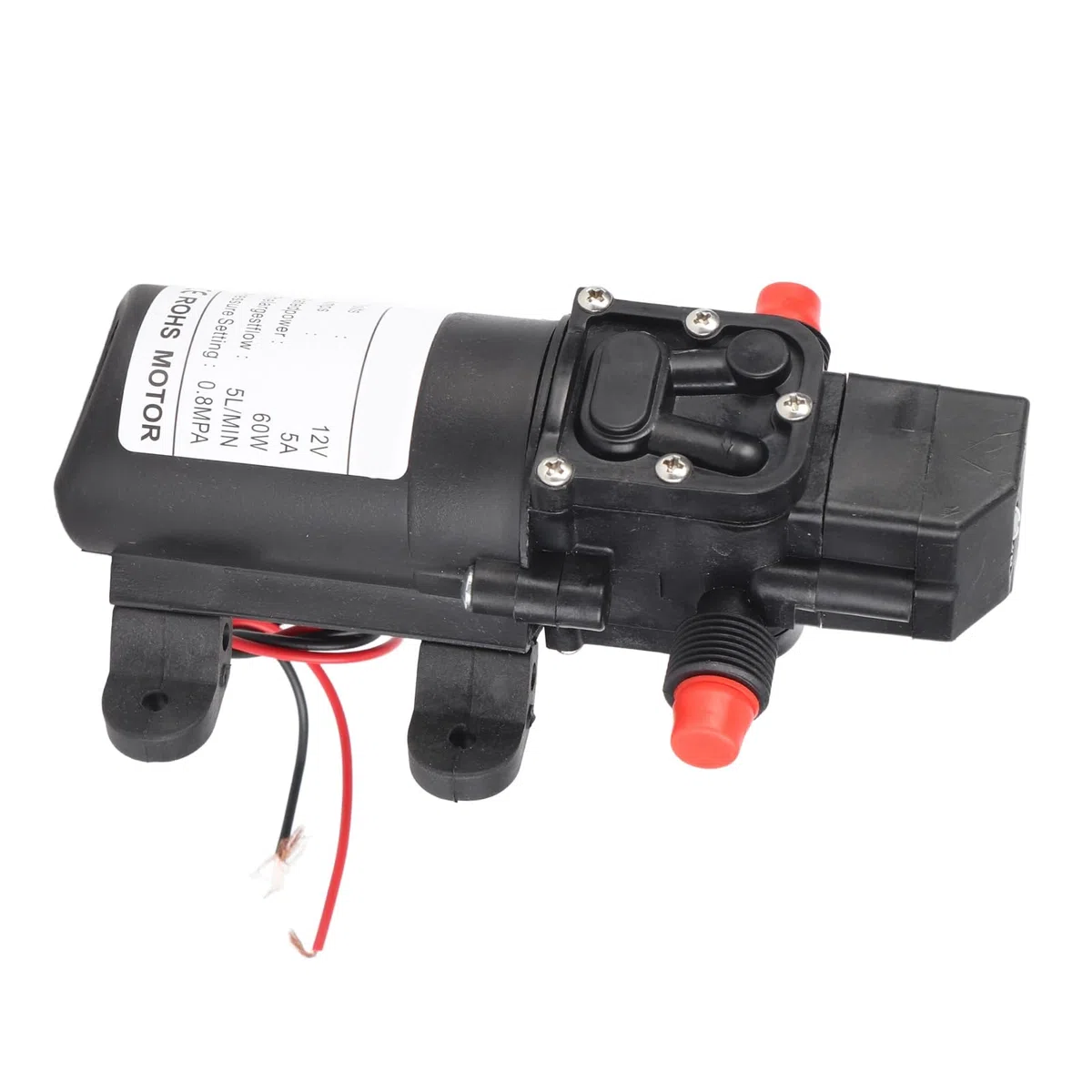 EBTOOLS Hochdruck Wasserpumpe, DC 12V 5 L/Min 116 PSI Wasserpumpe Membranpumpe Selbstansaugend mit praktischem Druckschalter für Wohnmobil Wohnwagen Mehrzweck