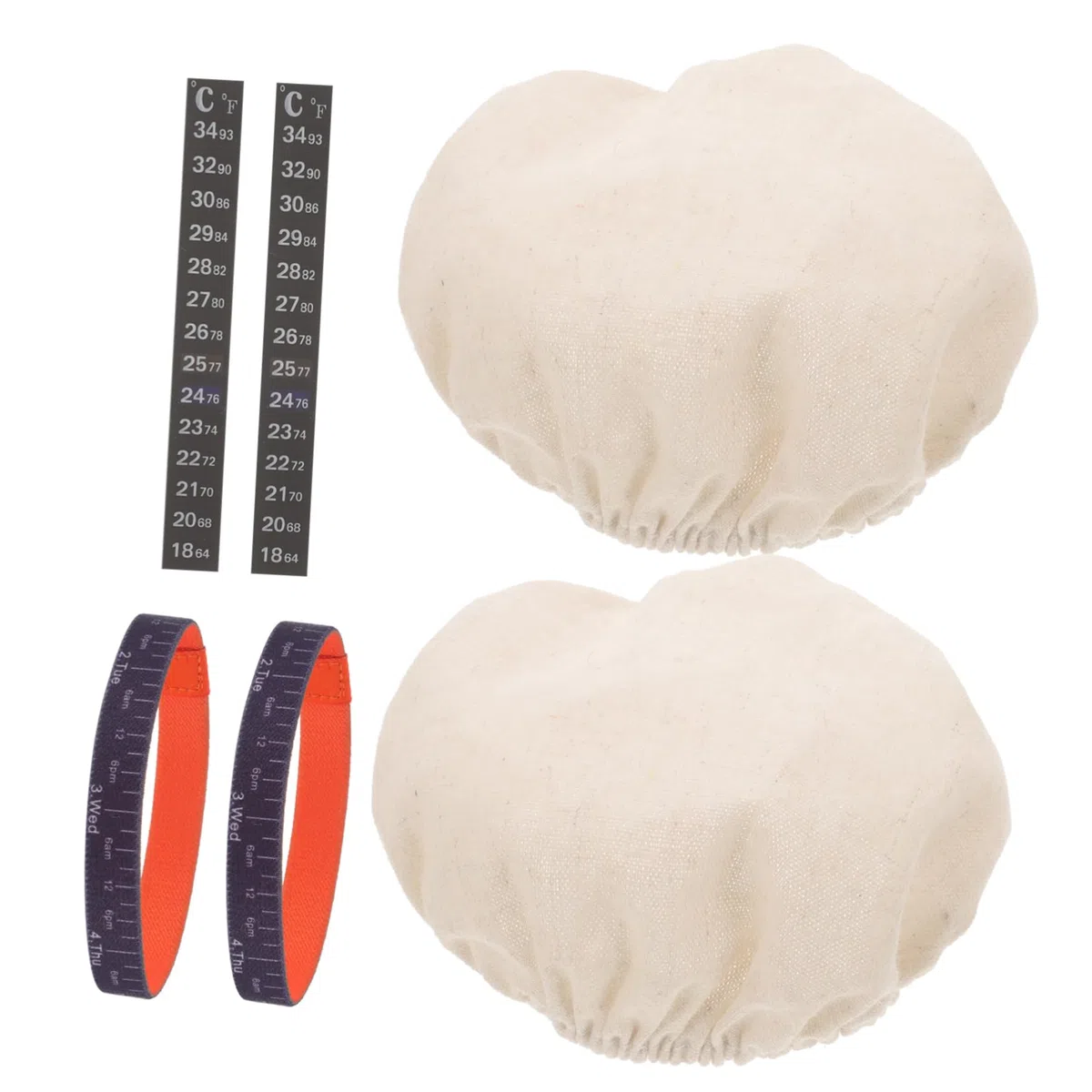 ABOOFAN 2 Sätze Hefefermenter-Set Glas-stoffabdeckung Glasgefäß-zubehör Zubehör Für Sauerteig-startergläser Thermometerstreifen Sauerteig-starterglas-stoffbezug Datumsbänder Baumwolle