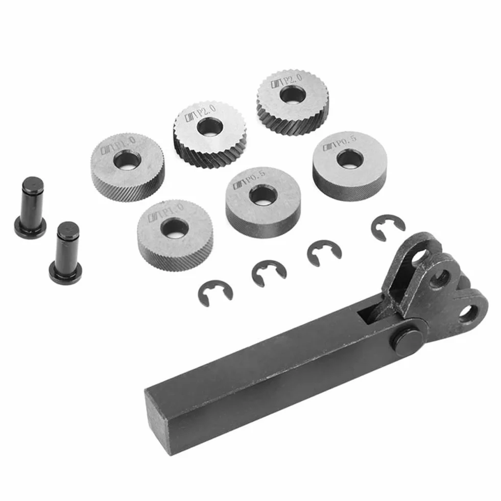 Rändelwerkzeug 7 Stücke Schwarz Stahl Rändel 0,5/1/2mm Diagonale Dual Linear Rad Für Bearbeitungsmaschine Oberflächenmuster Knurling Tool Set Präzisionswerkzeuge Für Metallbearbeitung