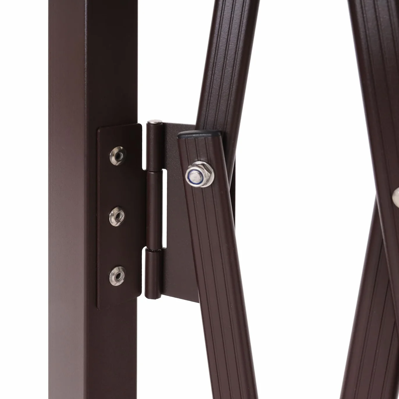 Alu Absperrgitter HWC-K56, Scherengitter Schutzgitter Zaun, ausziehbar schwenkbar Stahl 103x31-200x31cm, braun