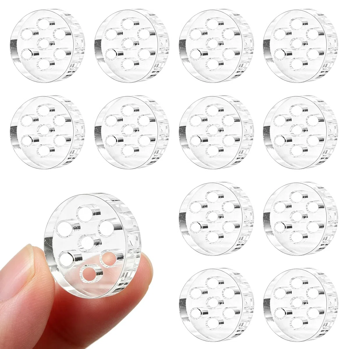 20 Stück 8 mm klare hohe Borosilikatglas-Filter mit Löchern, 7 Wabenlöchern, Filtersieb