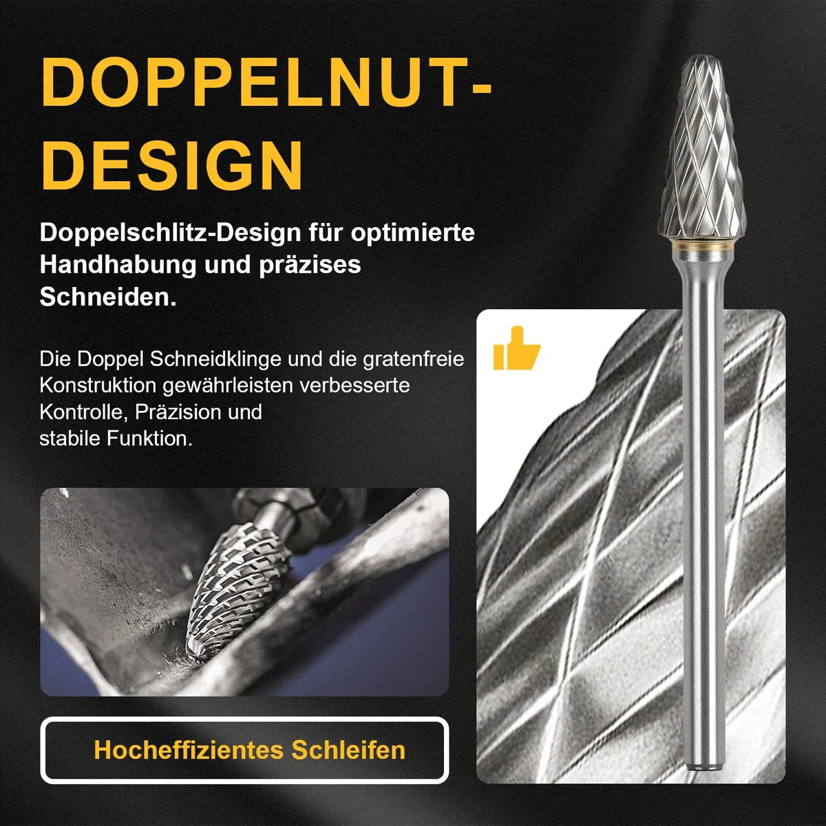 CSOOM 20 StückHartmetall Frässtifte Set, Hartmetallfräser mit Doppelschnitt, Wolfram Hartmetall Rotationsfräser, 3 mm Schaft, für Holz Gravieren, Schleifen, Schnitzen, Metallpolieren, Bohren