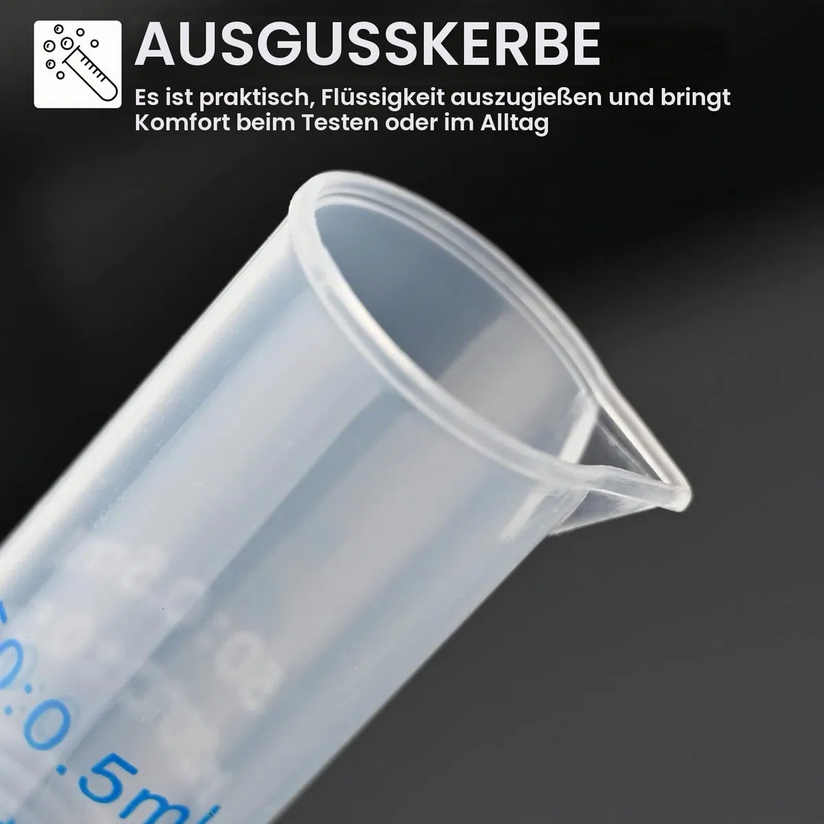 Messbecher aus Kunststoff, Messzylinder, Messbecher, Messwerkzeuge, Labor-Reagenzglas, Ausgießer, 10 ml, 25 ml, 50 ml, 100 ml, 250 ml, 5 Stück
