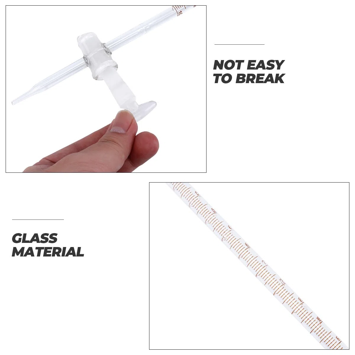 Gatuida Säure-Bürette 10 Ml Set 2 Stück Mit Ptfe Absperrhahn Chemisches Glasinstrument Für Junior High School Laborbedarf Und Unterricht