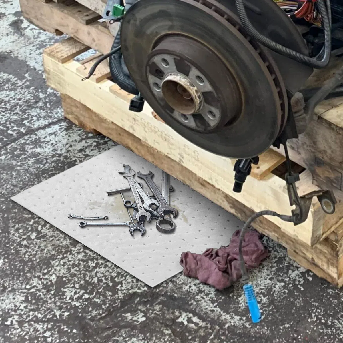 50 Stück Ölauffangmatte 25 x 33cm, Ölsaugtücher Werkstatt Ölmatte | Nehmen Kein Wasser Auf, Weiß, Ölbindematte Schwere Ölabsorptionsblätter Saugmatte für Garage, Oldtimer, Motorrad, Küche
