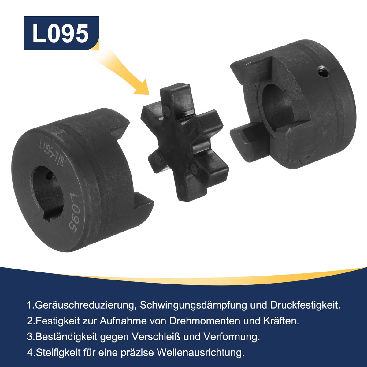 QUARKZMAN 7/8" bis 1-1/8" L095 Flexibles 3-teiliges L-Jaw Kupplung Kupplungsset & Buna-N NBR Gummispider für Holzspalter Hybridgeräte