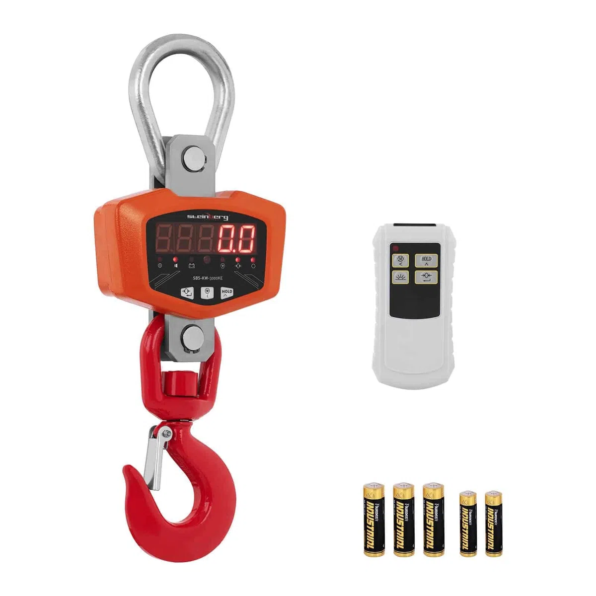 Steinberg Systems SBS-KW-3000KE Kranwaage 3.000 kg / 0,5 kg LED 360 Grad Hängewaage Wildwaage Zugwaage Lastenwaage