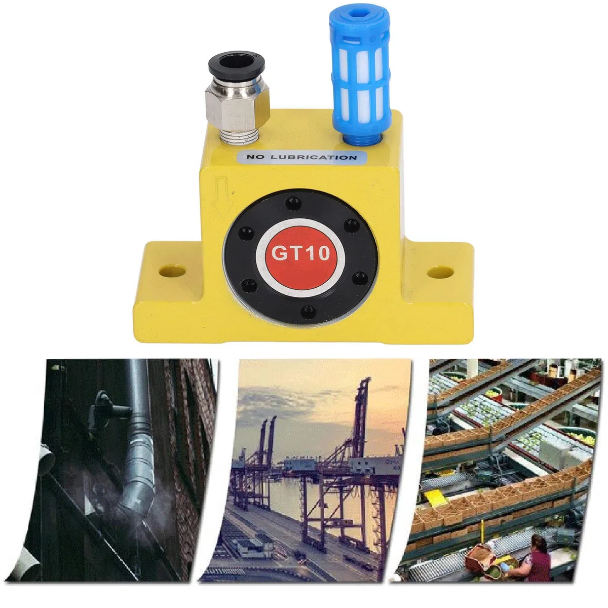 Gt10 Pneumatischer Turbinenvibrator, 1/8" Leiser Industriewibrator Aluminiumlegierung Pneumatischer Luftturbinenvibrator G1/8In Geräuscharmer Vibrator Mit Hoher Vibrationsleistung