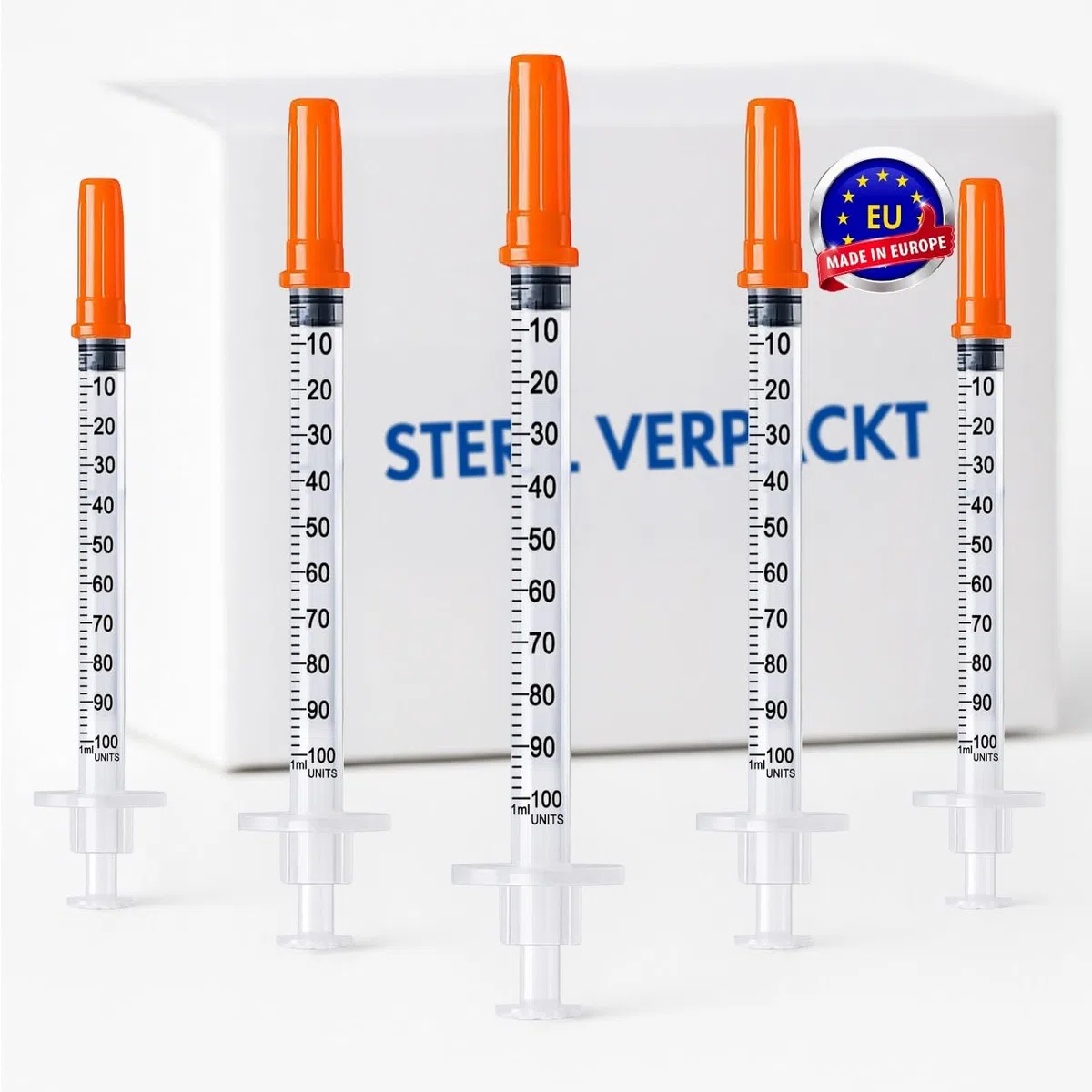 100 Stück 1ml U100 Plastiktube 27Gx1/2 (0,4 x 12,7mm) Mehrzweck-Messwerkzeuge, Einzeln verpackt