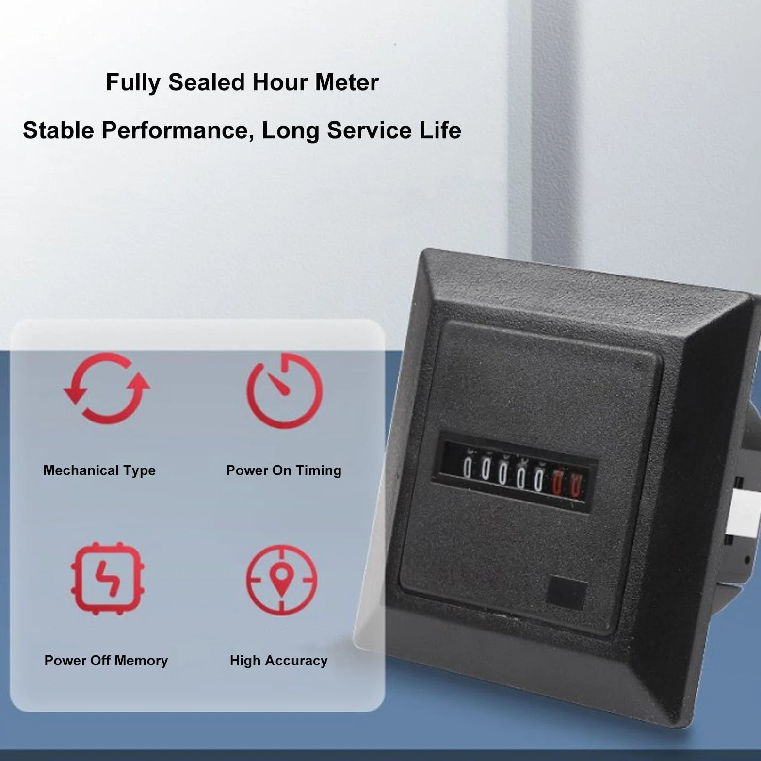 Mechanischer Betriebsstundenzähler, AC 380V Quarz Stundenzähler, Hochpräzise Mechanische Stundenanzeige Industrie Timer für Generator Traktor Maschinen Rasentraktor Wasserpumpen