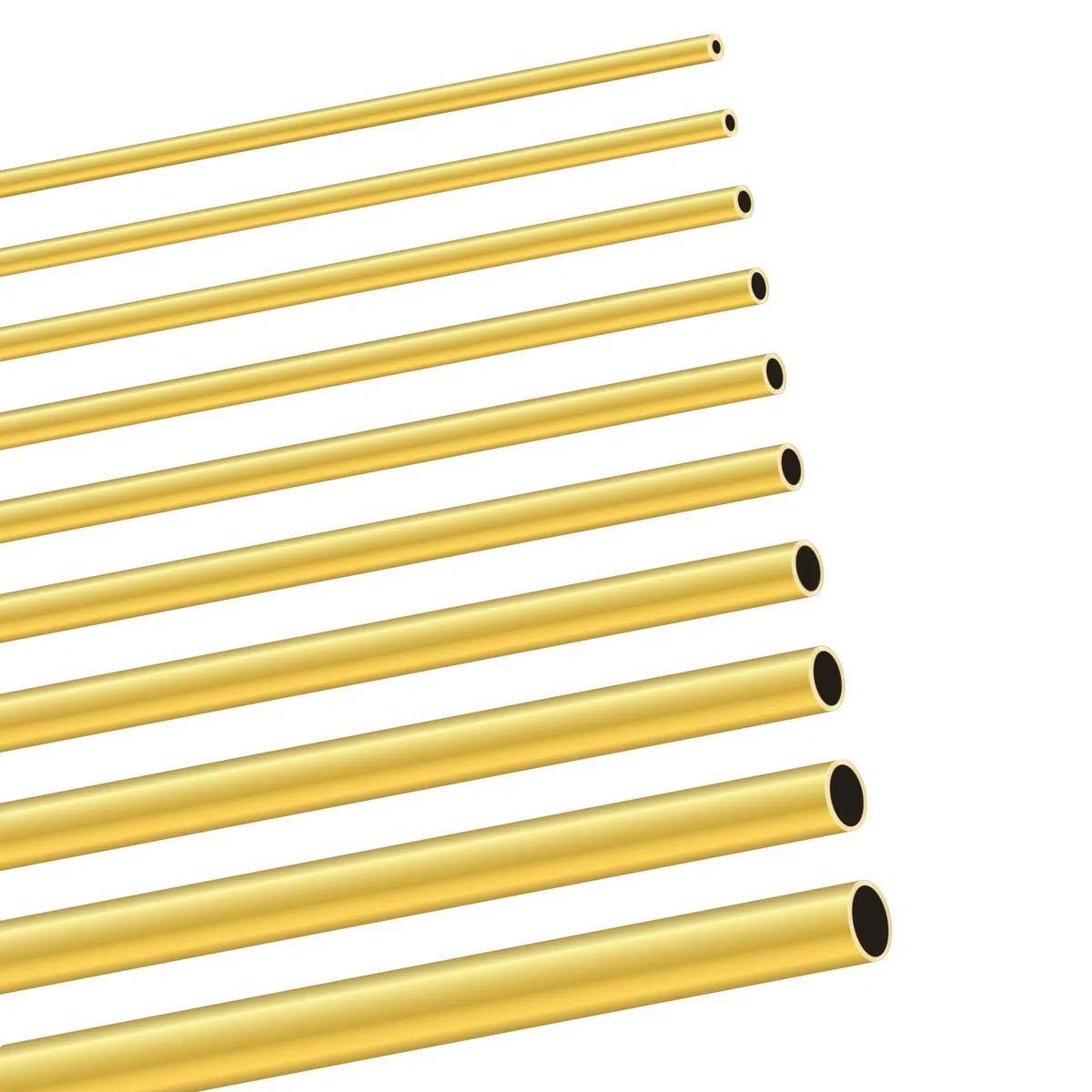 Messingrohre Set mit 2mm/2,5mm/3mm/3,5mm/4mm/4,5mm/5mm/6mm/7mm/8mm, 0,5 mm Wandstärke, 200 mm Länge, LAVMHAB Nahtlos Rundrohr aus Messing für Bastelarbeiten (10 Stück)