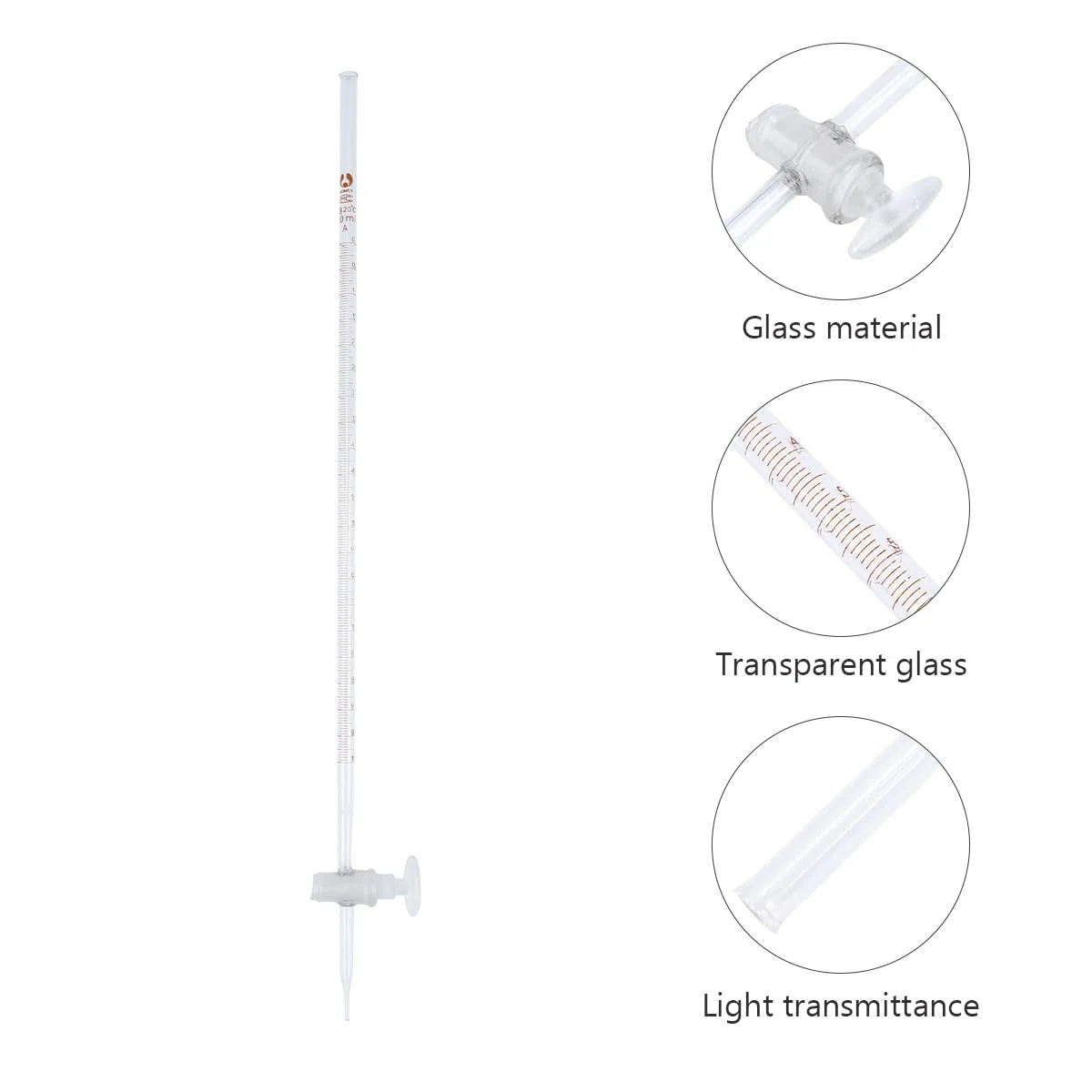 Gatuida Säure-Bürette 10 Ml Set 2 Stück Mit Ptfe Absperrhahn Chemisches Glasinstrument Für Junior High School Laborbedarf Und Unterricht