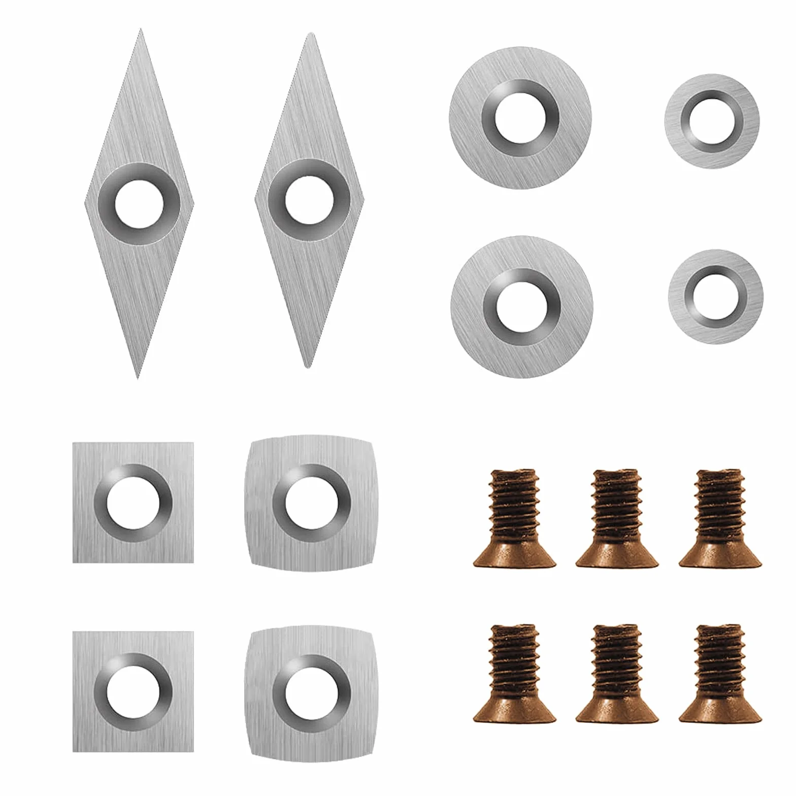 Hartmetall Wendeschneidplatten Set fur DrehmeiBel, 10 Stück CNC Hartmetall Drechselwerkzeuge für Holz Drechselwerkzeug, Hartmetalleinsätze (Vierkant, Rund, Diamant)