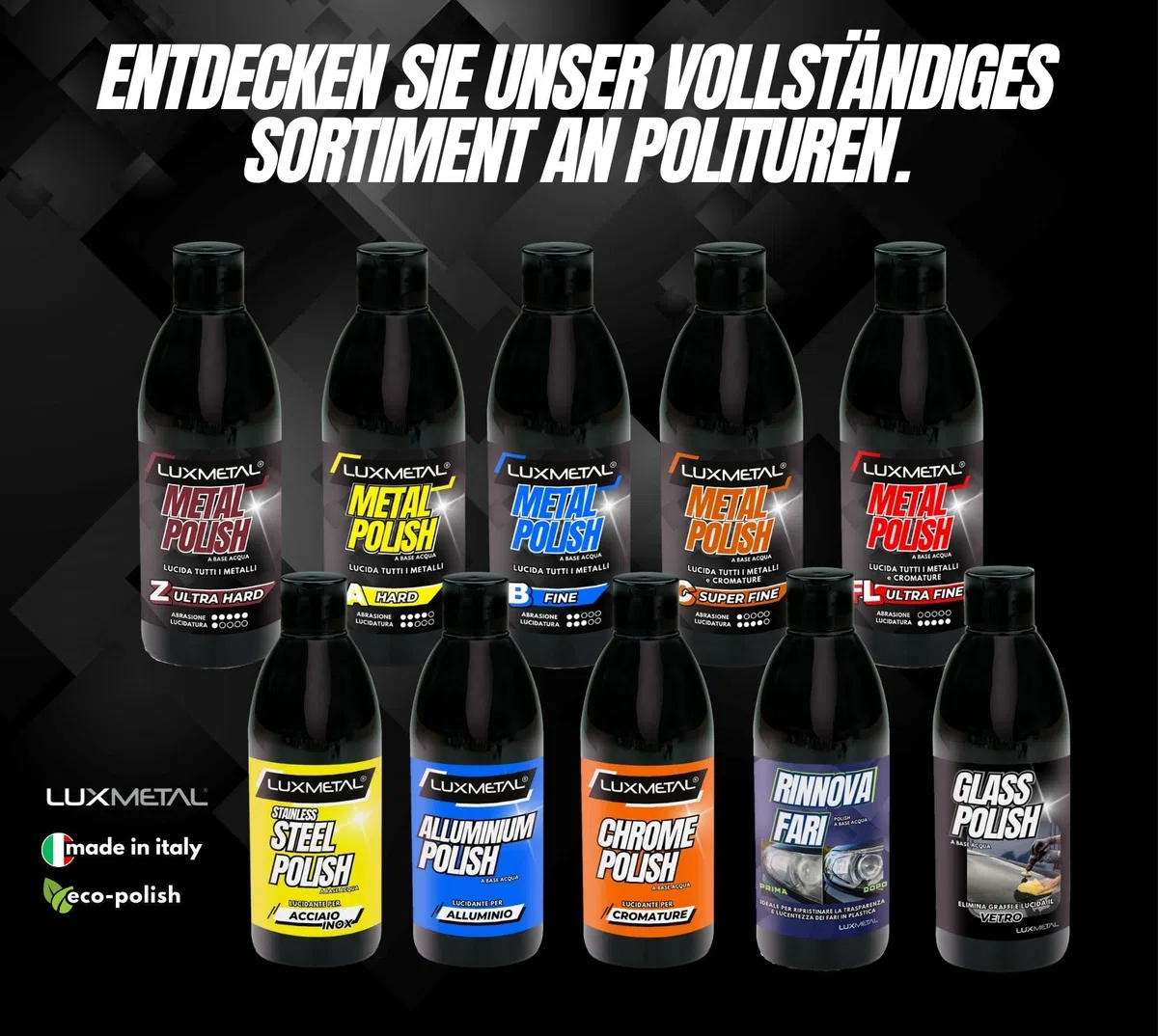 Lux Metal – Aluminium-Poliermittel für Aluminiun 1KG Schleifpaste Polieren Aluminiumoberflächen Leichtmetalllegierungen beseitigt Oxidkratzer Poliert reinigt karosserien Motorrad Boot Fahrradfelgen