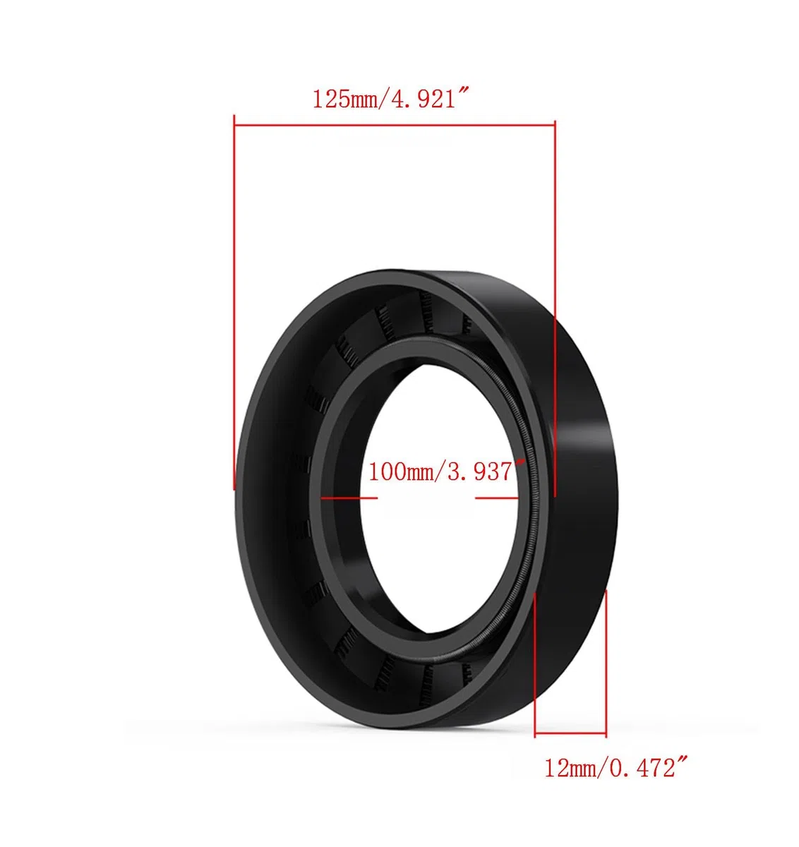 2 Stück Öldichtung 100mm x 125mm x 12mm, TC Öldichtung Doppellippe mit Feder, Schwarz