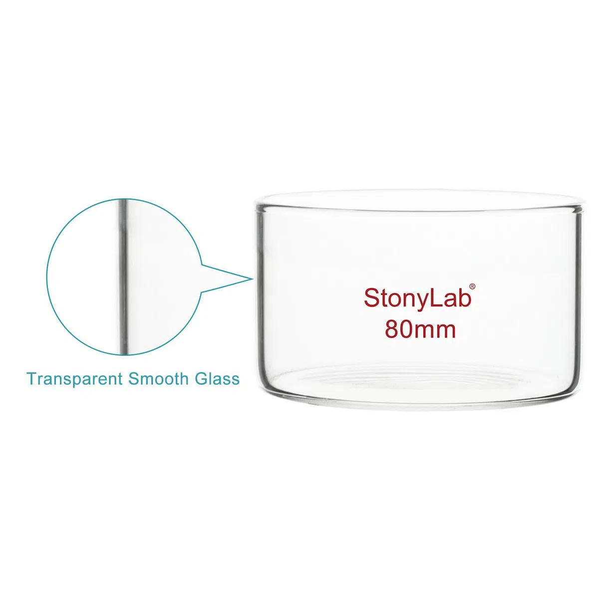 stonylab Kristallisierschale, Dickwandige Kristallisierschalen aus Hochwertigem Borosilikatglas für Kristallisation und Verdampfung im Labor, Flacher Boden, Ohne Ausguss, 100 ml