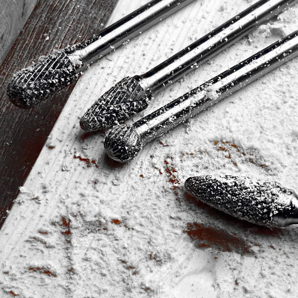 Treki 10 Stück 100mm Lang Hartmetall Frässtifte mit 3mm Schaft Wolframcarbid Fräser Fräsaufsatz für Akkuschrauber, Lang Hartmetallfräser Metallfräser Holzschnitzerei Bohrer Set für Holzarbeitung