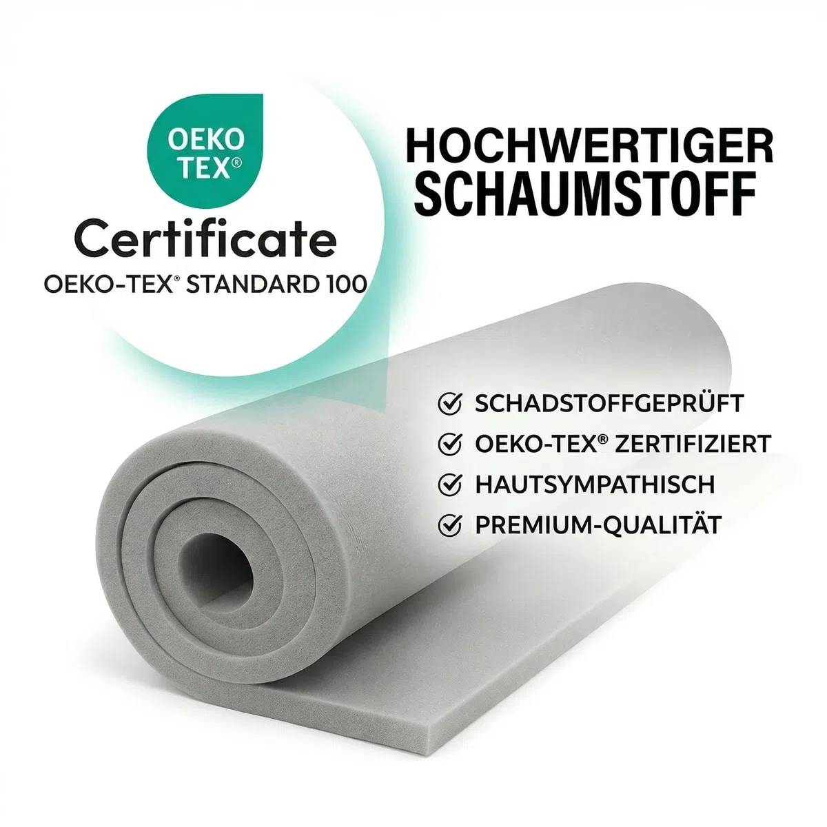 Schaumstoffplatte RG35/43 60 x 200 x 3 cm Polsterschaum PU – Schaumstoff Zuschnitt für Sitzpolster Sofa Couch Matratze Topper Kissen Wohnwagen Boot Dämmung – Oeko-TEX