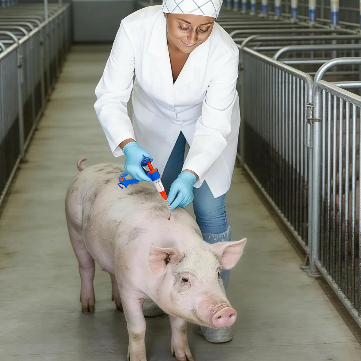 20ml Automatische Viehspritze, Dosierbar Veterinärspritze, Robuste Kontinuierliche Dosierspritze, Praktisches Fütterungswerkzeug, Für Rinder, Schafe Und Schweine, Einstellbare Blau-Orange