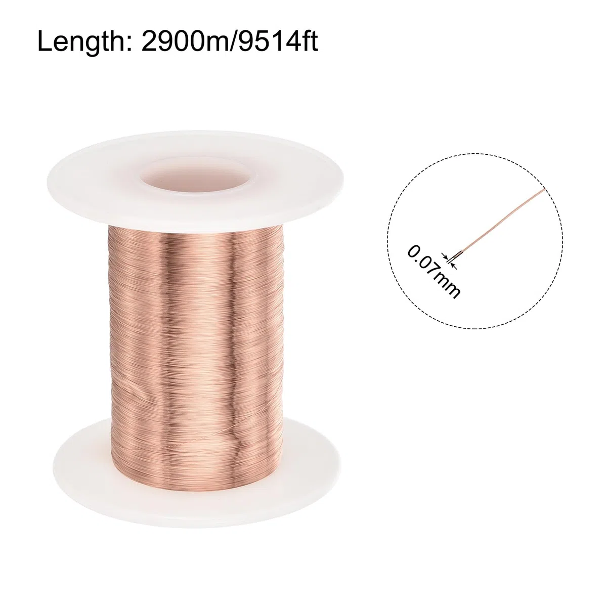 sourcing map 0,07 mm Magnetdraht, 2900 m, emaillierter Kupferdraht, emaillierter Magnetwicklungsdraht, 100 g, 155 C, für Transformatoren, Induktoren