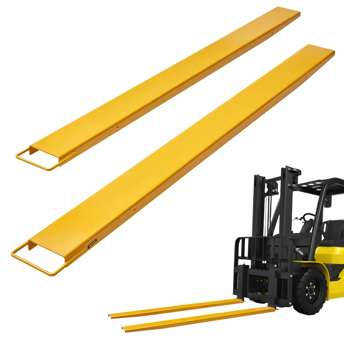 VEVOR 2er-Set Gabelverlängerungen, 244 cm Länge, 15,2 cm Breite, robuste Zinkenverlängerung aus Karbonstahl für Gabelstapler, Palettengabelverlängerung, industrielle Gabelaufsätze für Gabelstapler