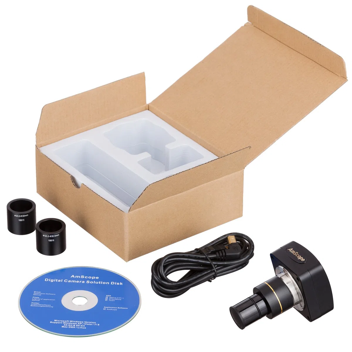 AmScope MU1000 10MP Standbild- und Livebildmikroskop Digitalkamera und Bearbeitungs-, Messsoftware, kompatibel mit Windows XP/Vista / 7/8/10, Mac OSX, Linux