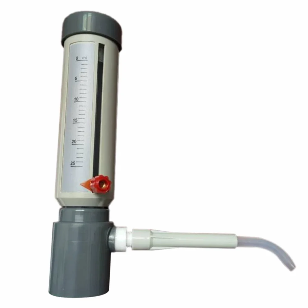 Labor-Flaschenaufsatzspender, Wirtschaftlicher Halbautomatischer Flüssigkeitsspender, Hülsentyp, 5–25 Ml, Verstellbarer Flüssigkeitszusatz, Langlebig