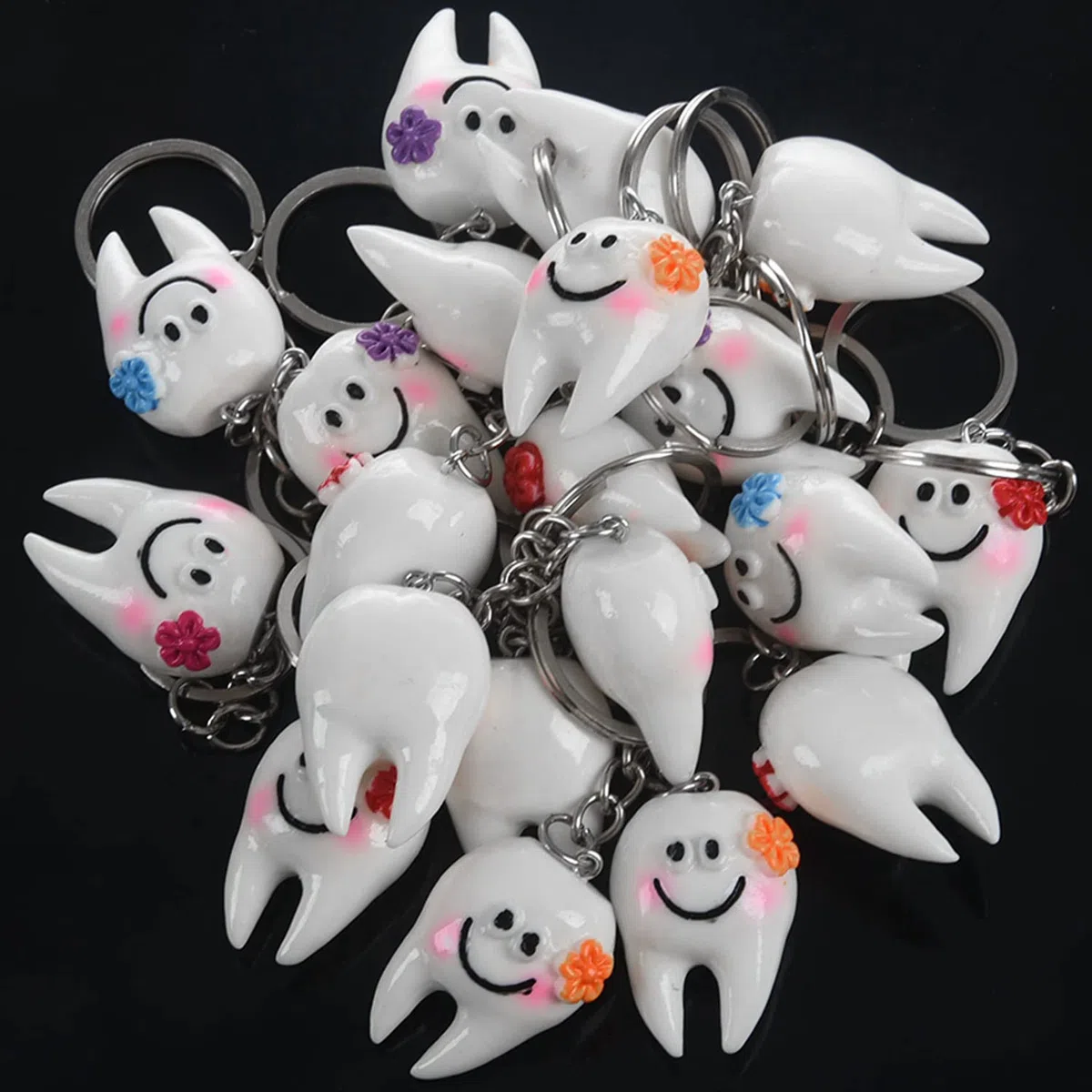 60 Stuecke Schluesselbund Schluesselanhaenger Haenge Zahn Form Suesses Dental Geschenk