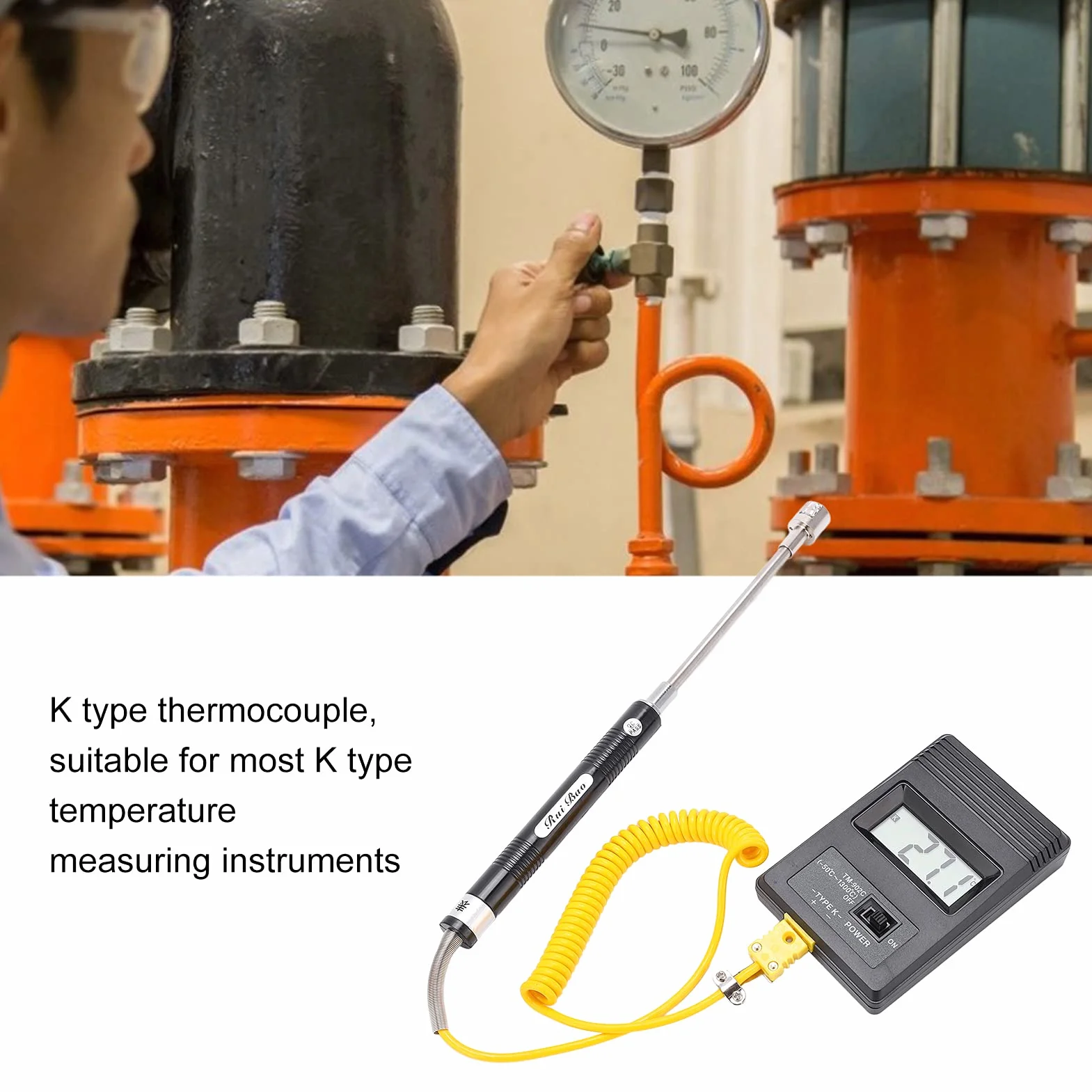K-Typ Thermoelement Thermometer, Tm-902c -50~500℃ Digitales Thermometer für die Industrie, Thermoelement Sensor Temperaturmessgerät Temperaturmesser Mit Standard-K-Stecker