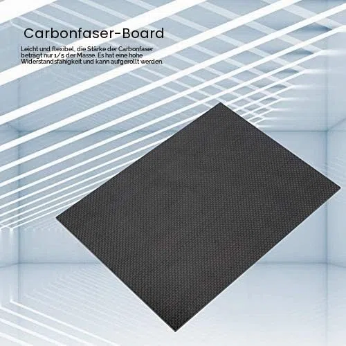 Platte aus Carbonfaser, Plattenmaterial aus Carbonfaser, hohe Härte, mit glänzender Oberfläche (200 x 300 x 0,5 mm)