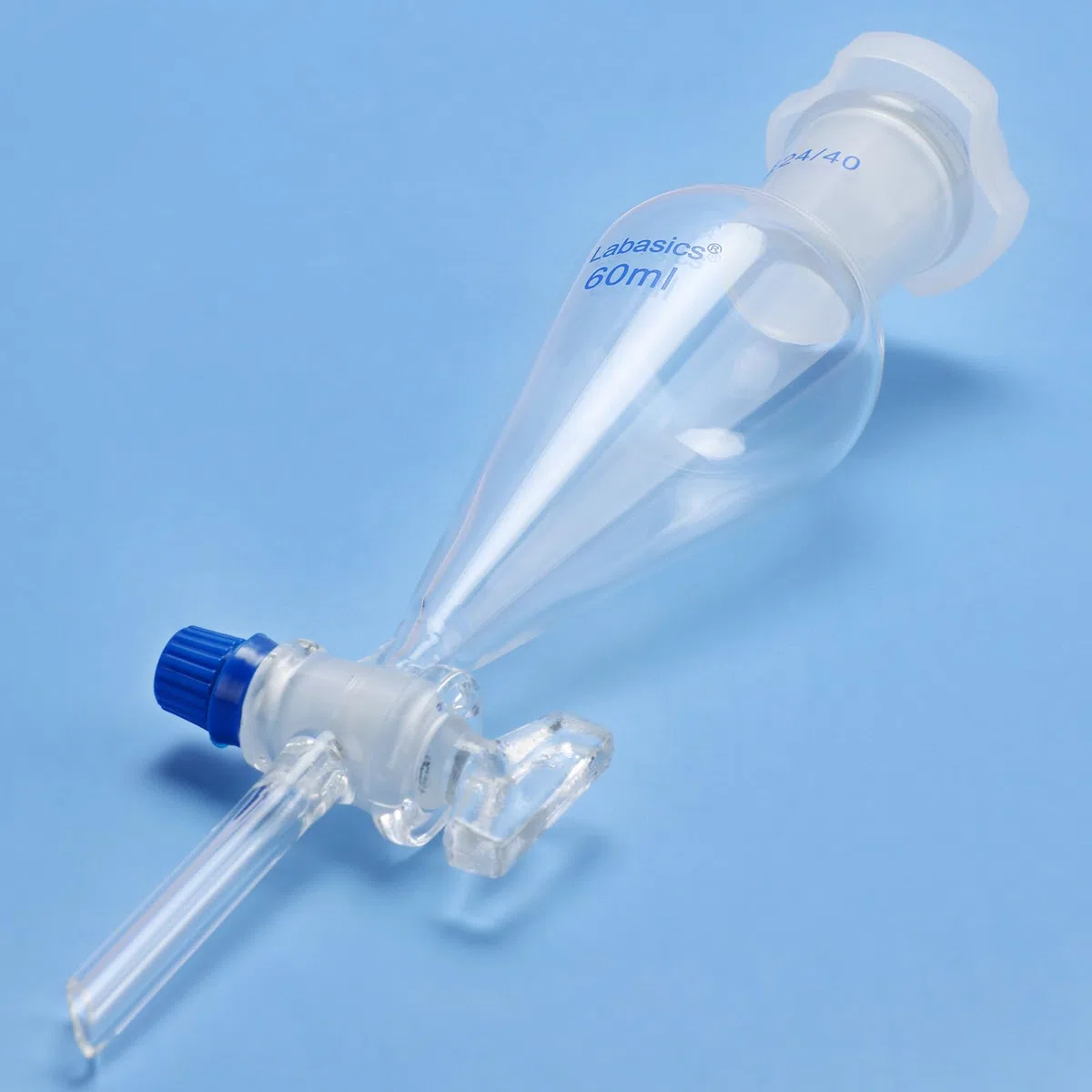 Labasics Kegelförmiger Scheidetrichter aus Borosilikatglas, 60 ml, mit Glashahn, ideal zur Flüssigkeitstrennung im Labor