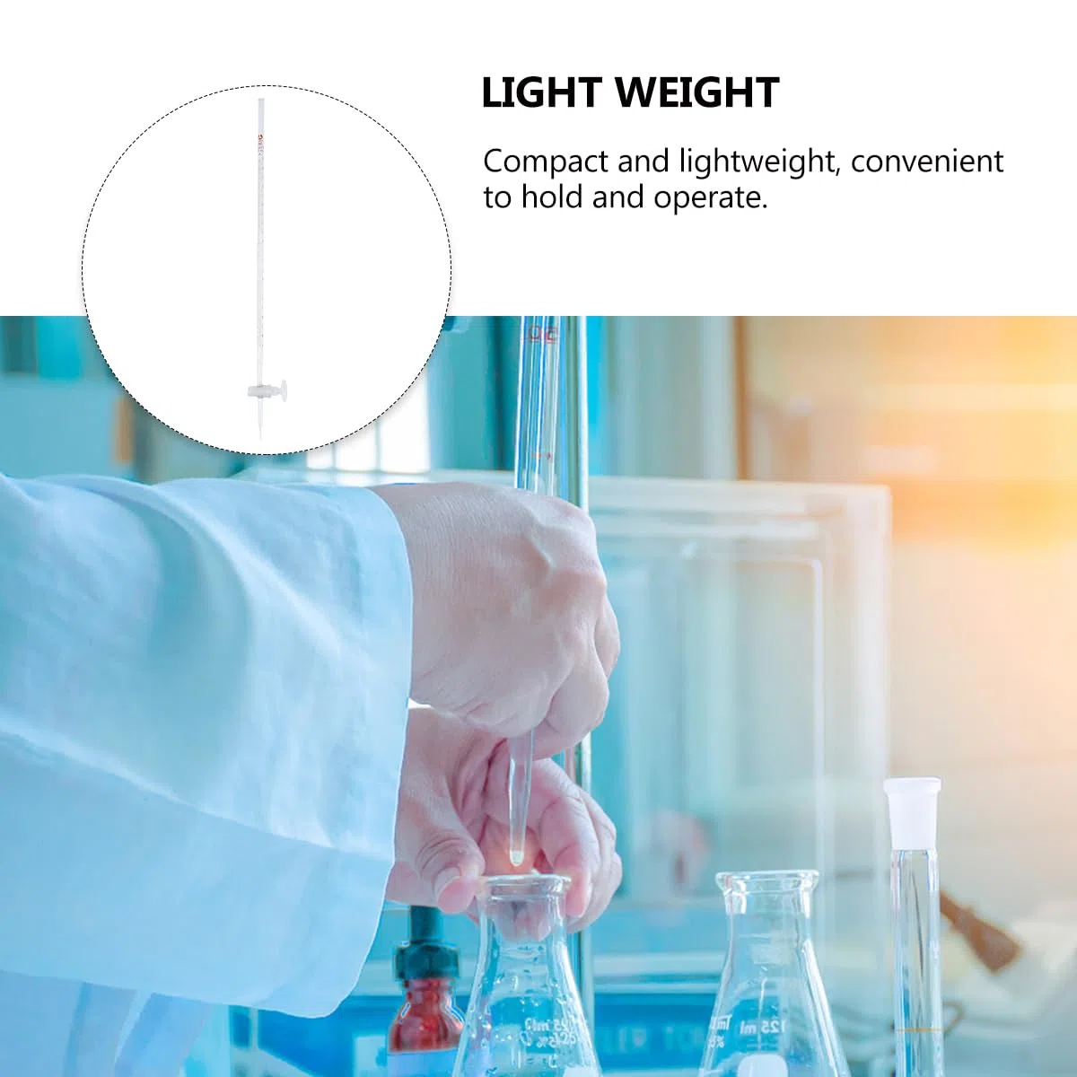 Gatuida Säure-Bürette 10 Ml Set 2 Stück Mit Ptfe Absperrhahn Chemisches Glasinstrument Für Junior High School Laborbedarf Und Unterricht