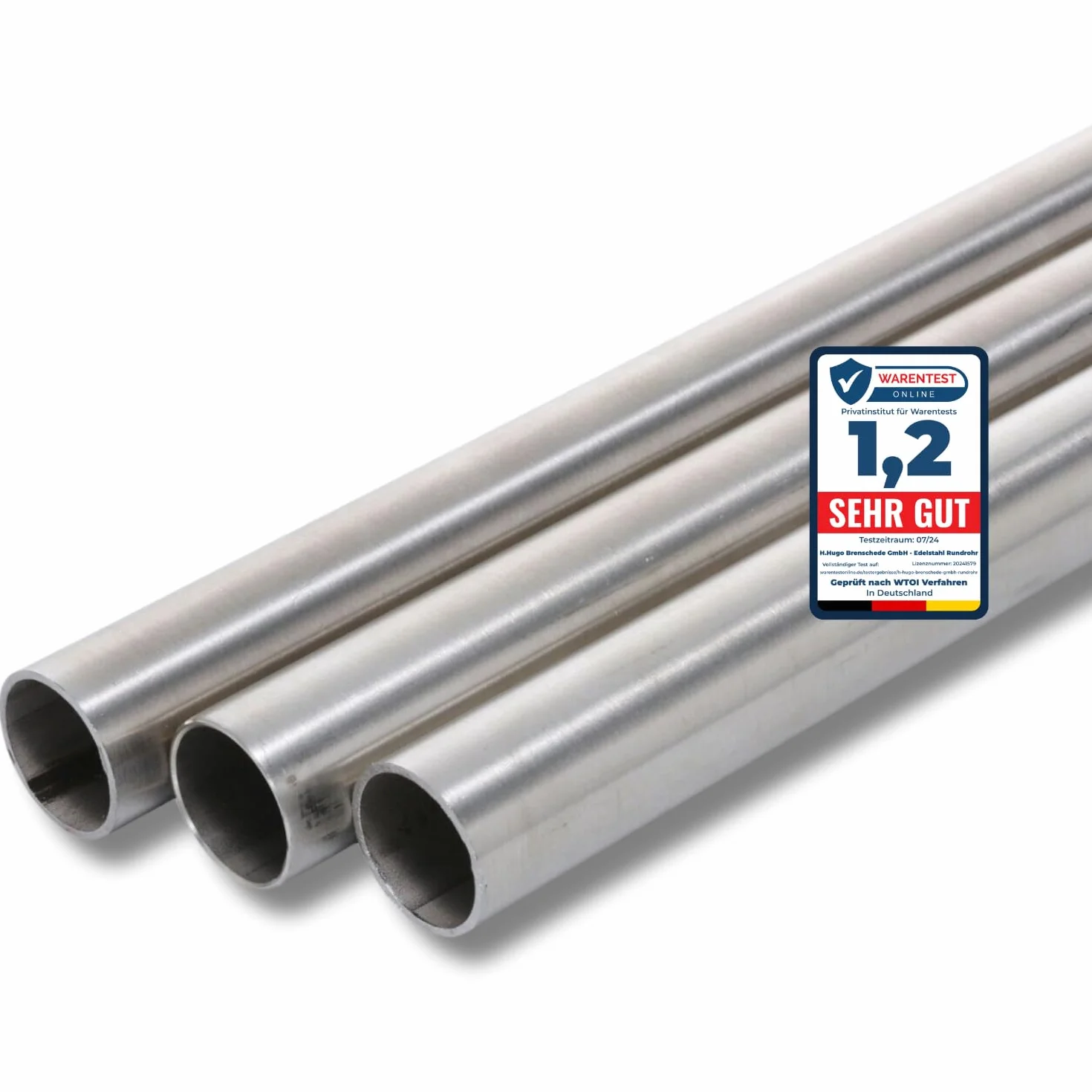 Rundrohr/Edelstahl/geschliffen Korn240 / WST 1.4301 / V2A / Wandstärke: 2mm (Ø 42,4mm; Länge: 2000mm)